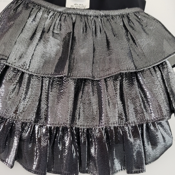 Amanda uprichard silk Platinum metallic ruffle off the shoulder dress - Picture 6 of 8